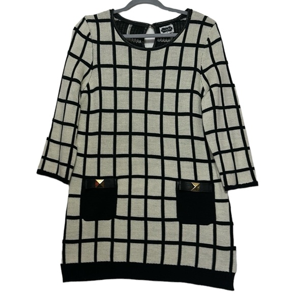 Mud Pie Dresses & Skirts - Mudpie Windowpane Tunic Sweater Dress Size Medium